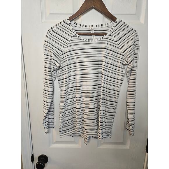 Lululemon Tops - Lululemon Women's Long Sleeve Top Black And White Striped Size 4